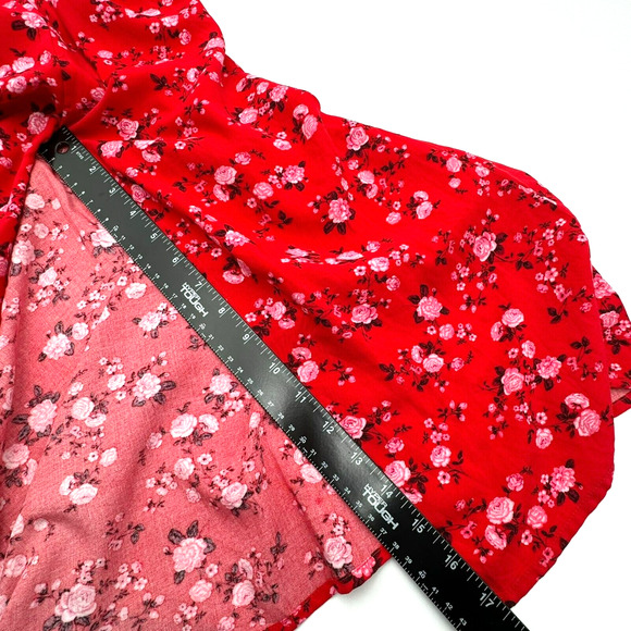 OLD NAVY 2X Red Pink Floral Rose Prairie Cottage Short Sleeve Smocked Maxi Dress - Picture 13 of 13